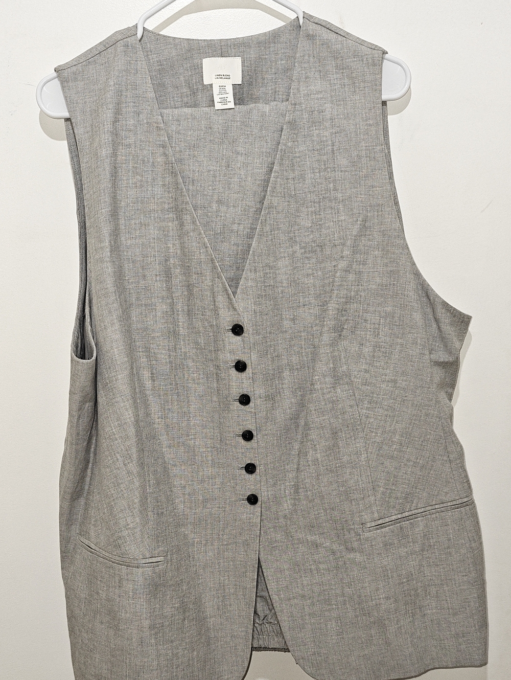 Light Gray Sleeveless Vest with Button Front And Pant Combo